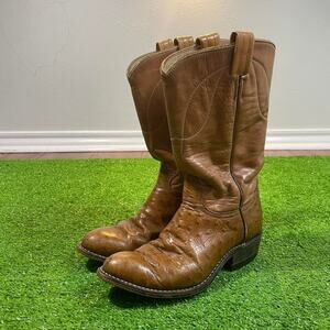 Vintage Tony Llama Kids Youth Size 4 Brown leather cowboy boots‎ western